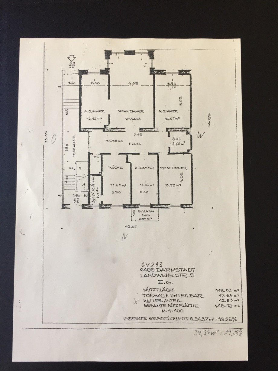 Grudriss Erdgeschosswohnung Darmstadt