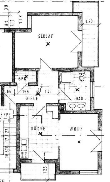 Grundriss OG rechts Etagenwohnung Ober-Ramstadt/ Modau