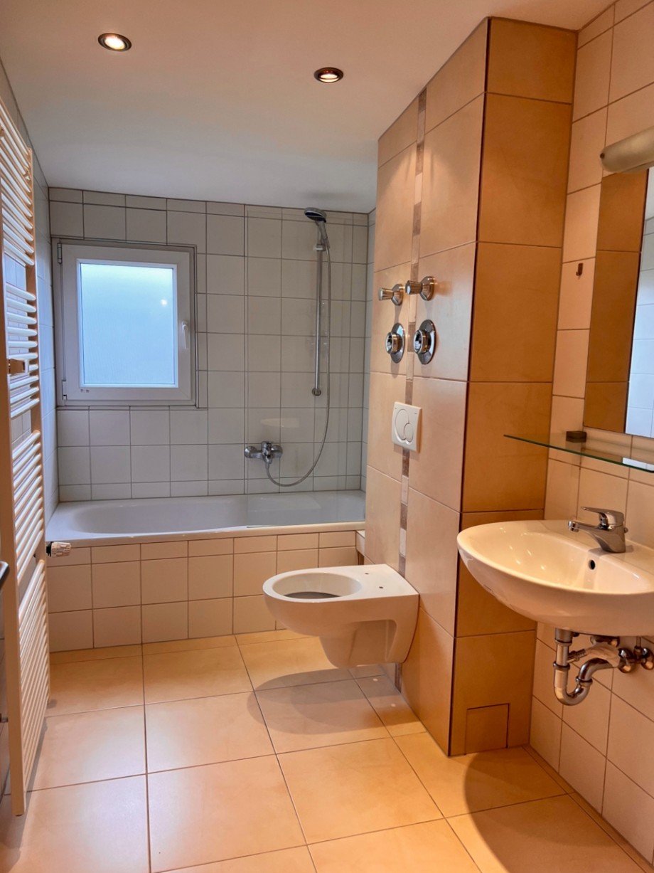 Tageslicht Bad mit Badewanne Etagenwohnung Darmstadt