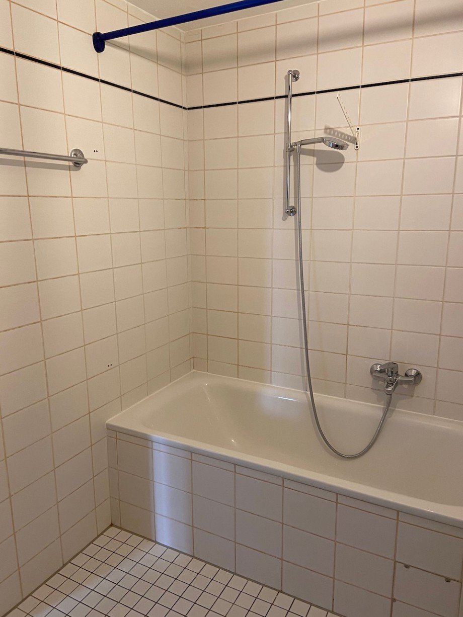 Tageslichtbadezimmer mit Badewanne Erdgeschosswohnung Darmstadt